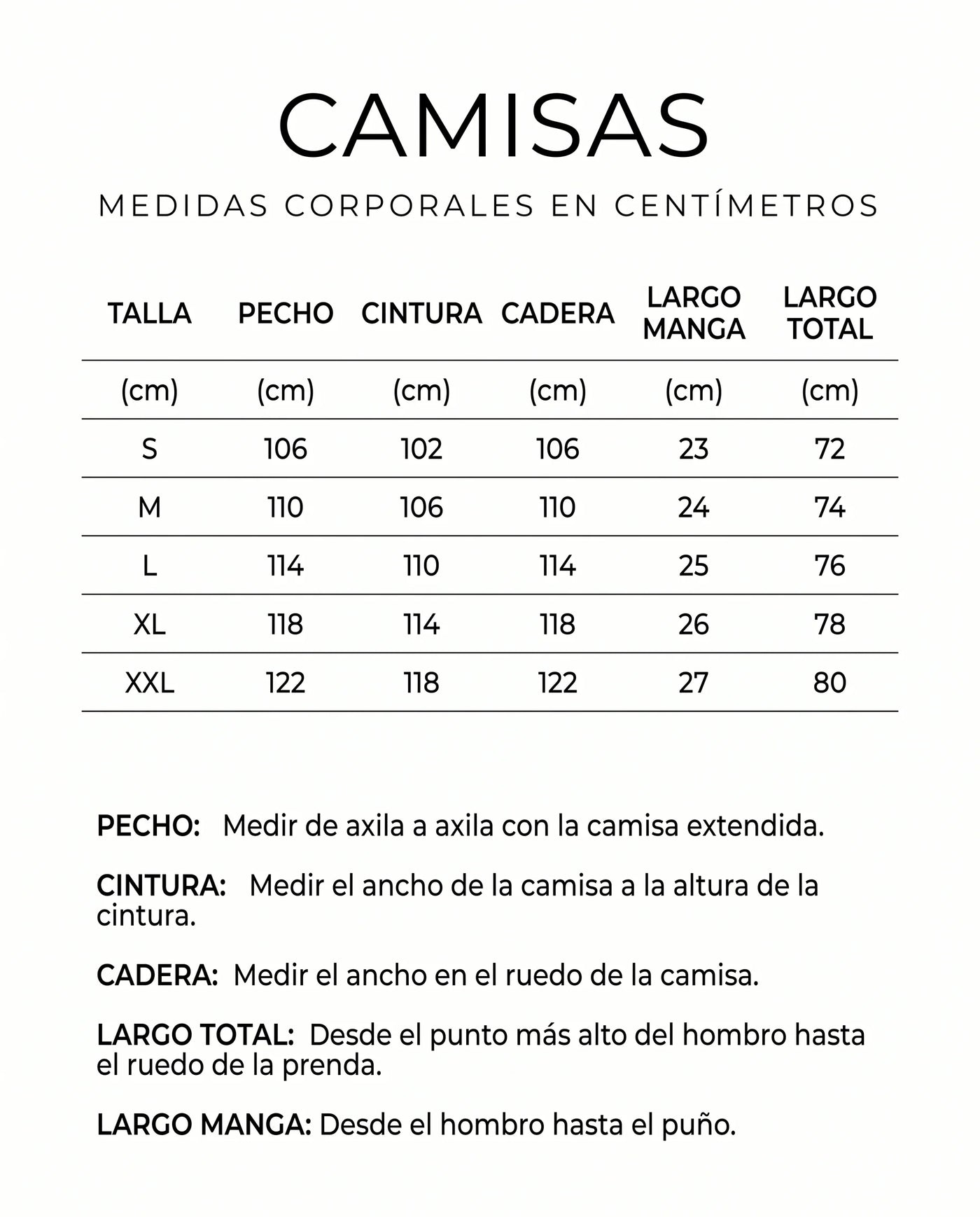 Guía de tallas