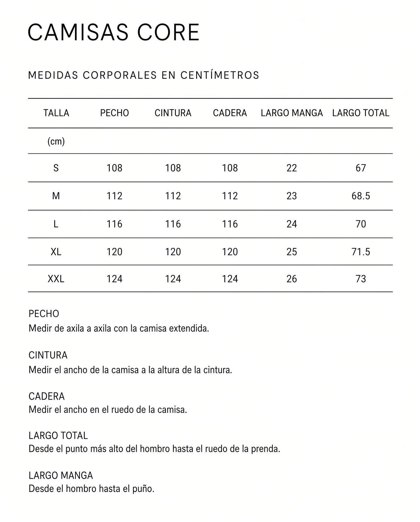 Guía de tallas