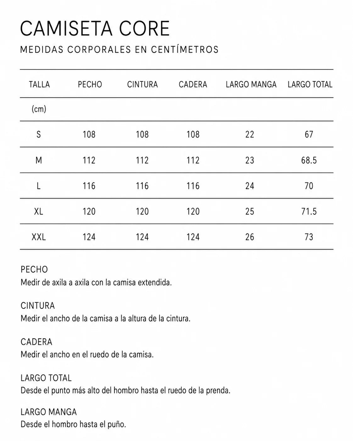 Guía de tallas