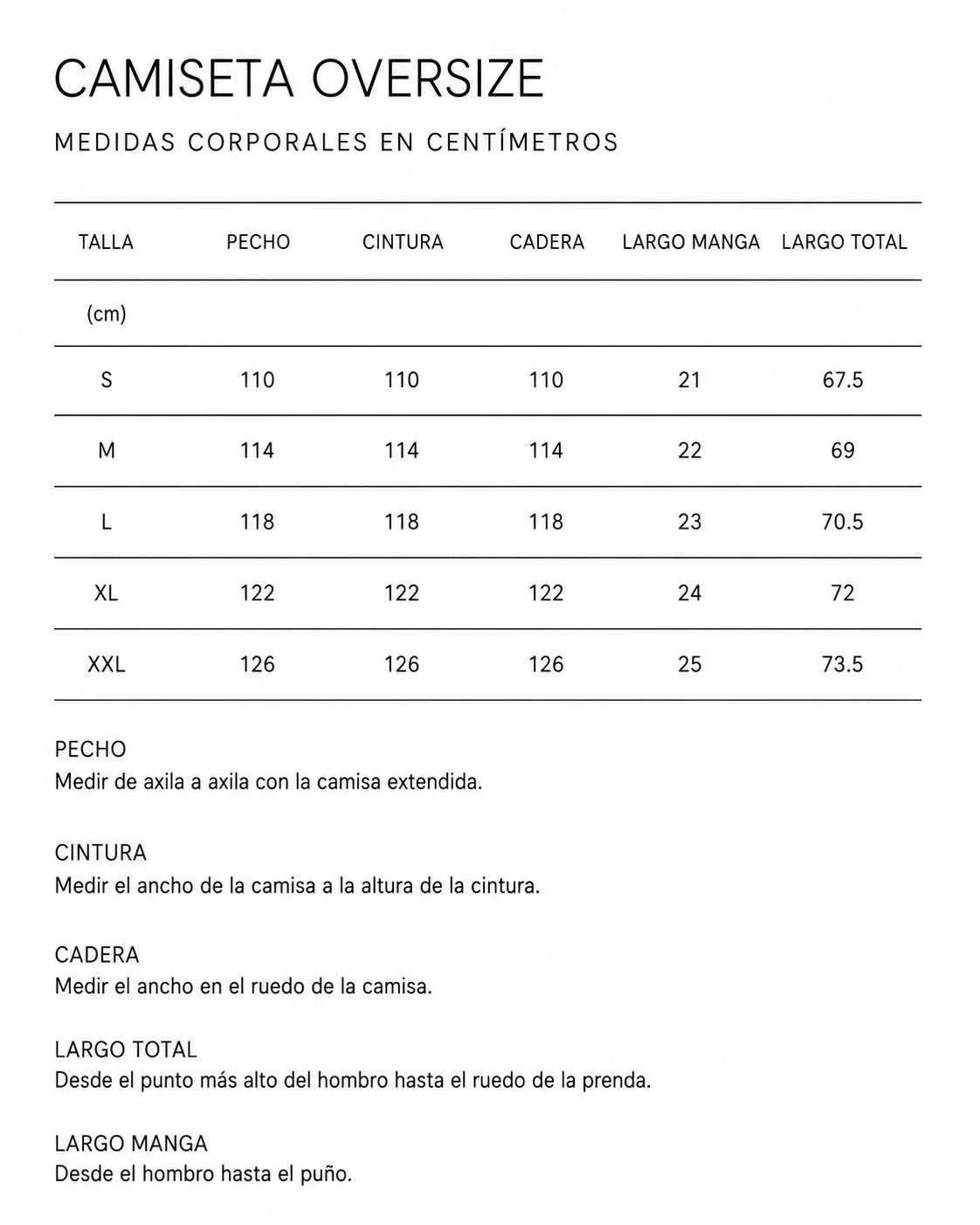Guía de tallas