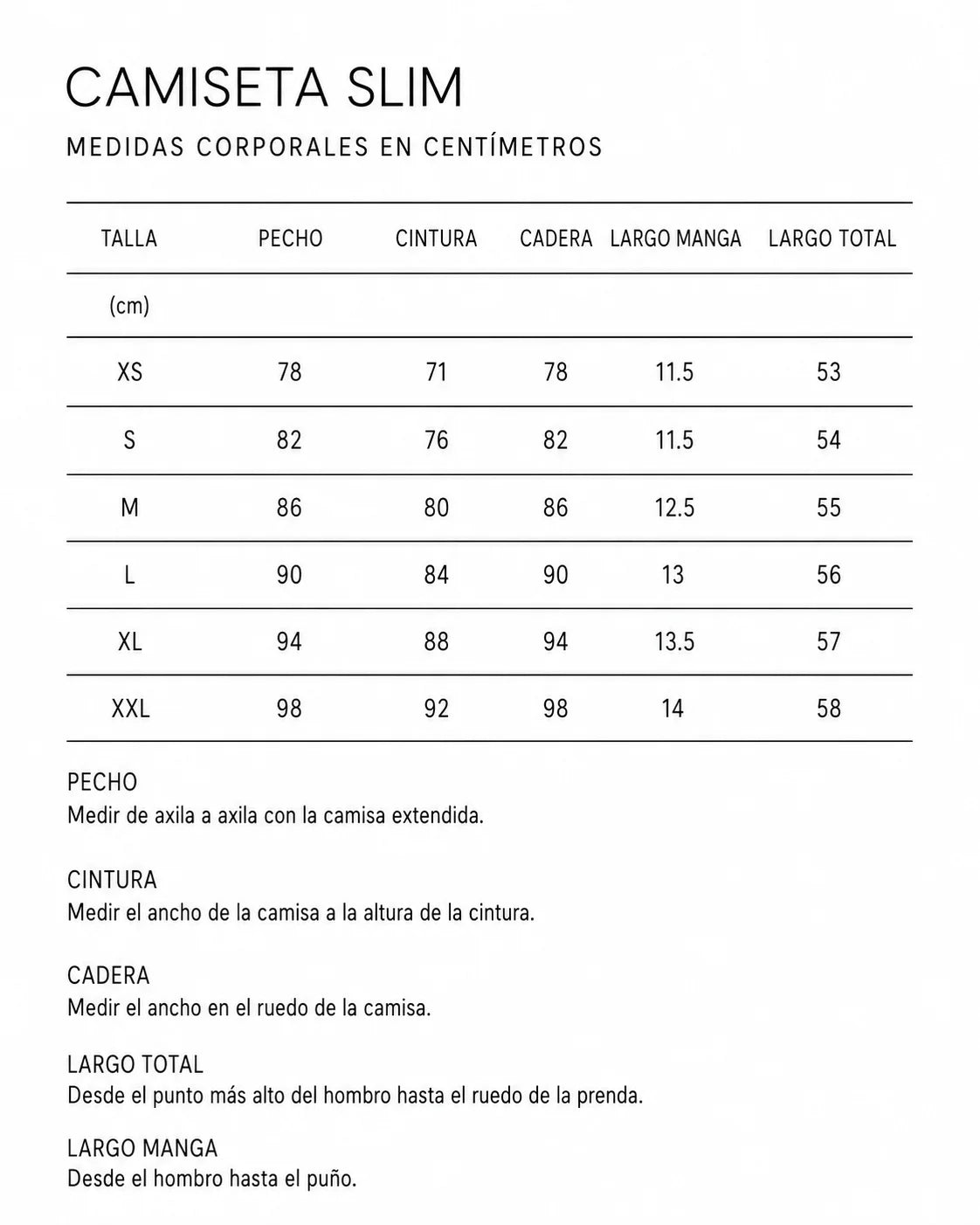 Guía de tallas