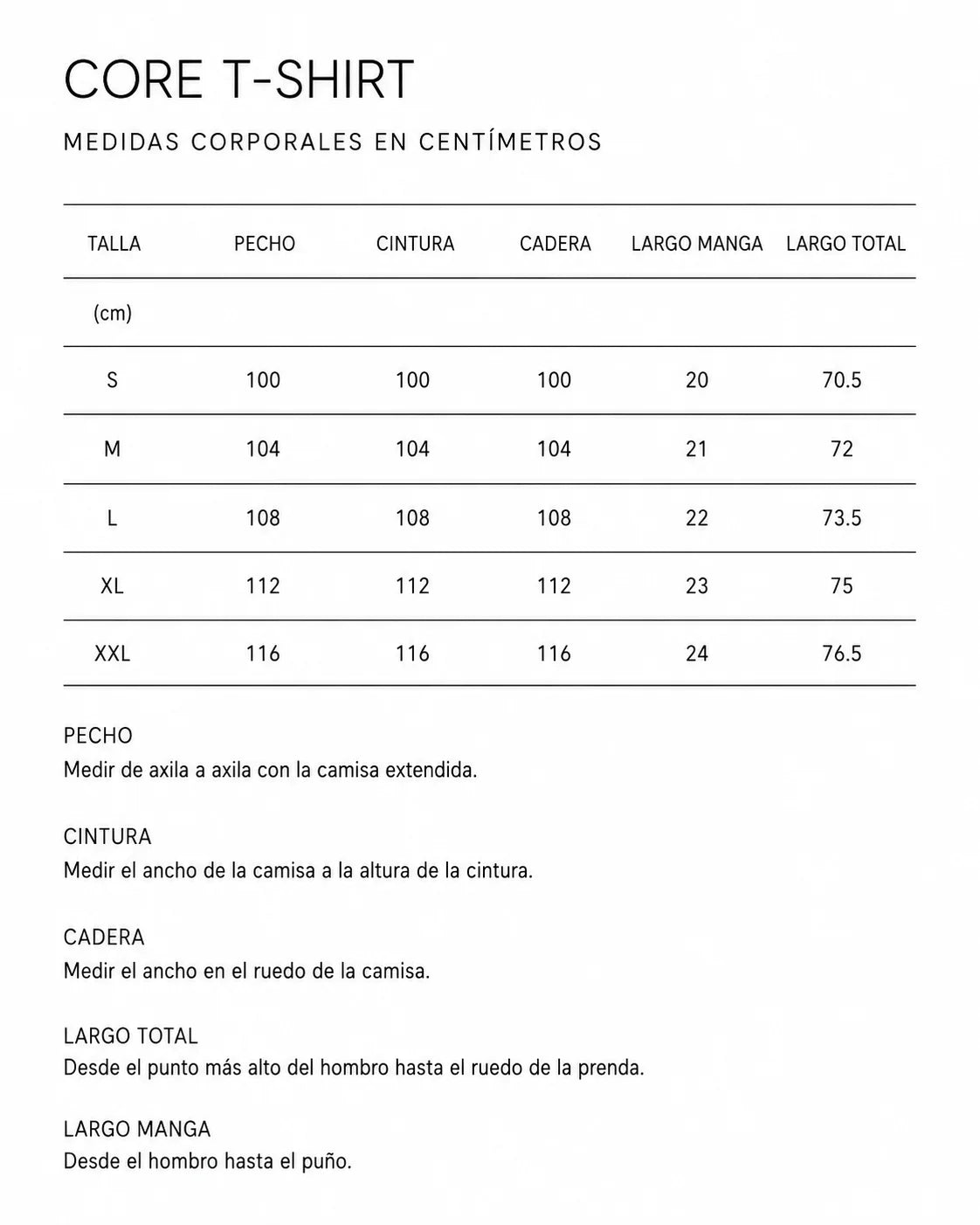 Guía de tallas