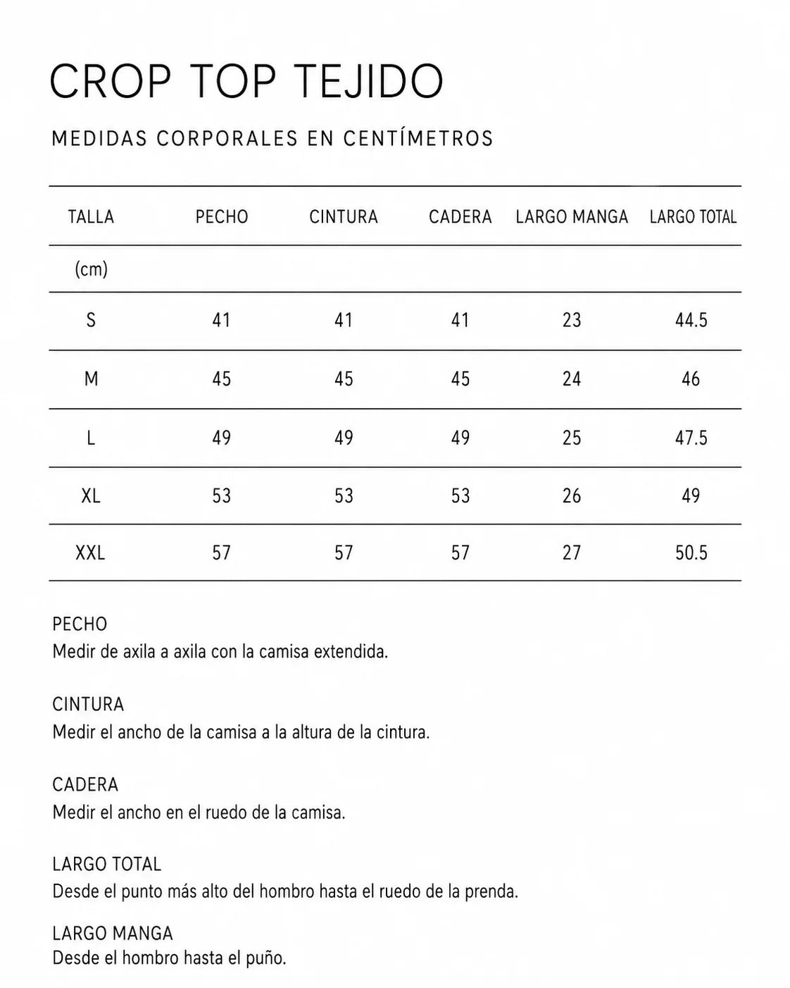 Guía de tallas