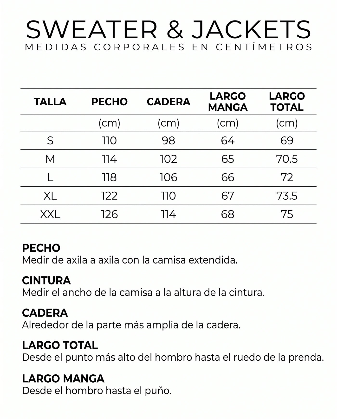 Guía de tallas